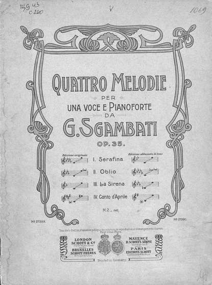 Quattro Melodie per una voce e Pianoforte da G. Sgambati — Джованни Сгамбати