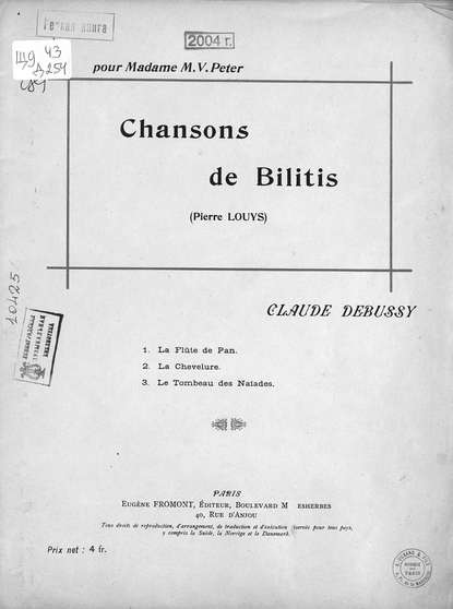 Chansons de Bilitis (Pierre Louys) — Клод Дебюсси