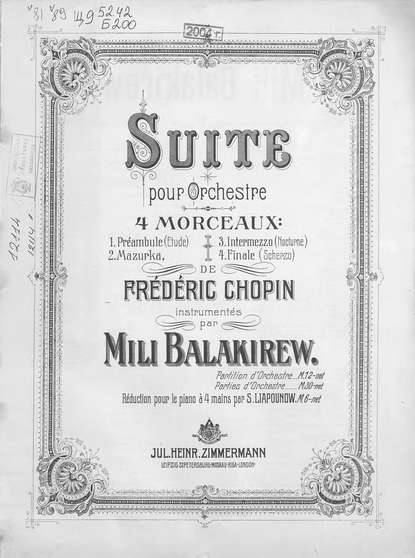 Suite pour Orchestre - Милий Алексеевич Балакирев