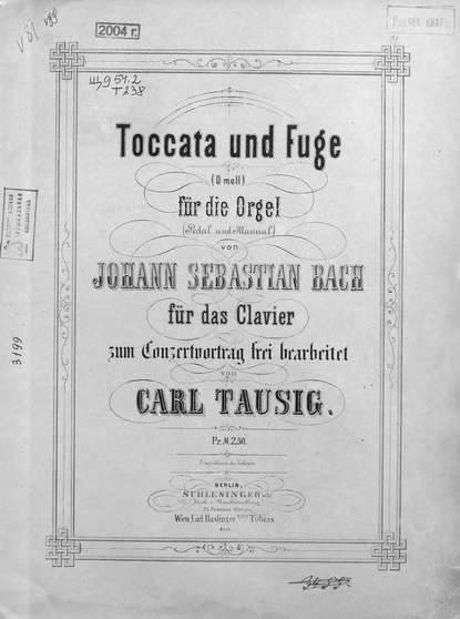 Toccata und Fuge (D-moll) fur die Orgel v. Jogann Sebastian Bach - Иоганн Себастьян Бах